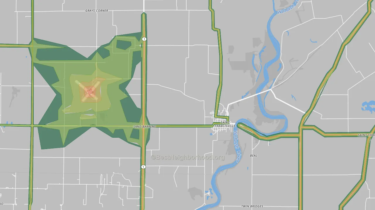 62460, IL Map of Noise Levels in 62460
