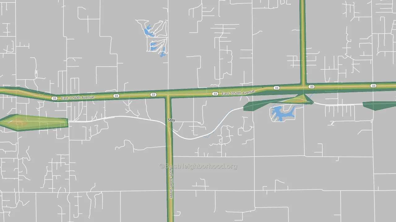 62464, IL Map of Noise Levels in 62464