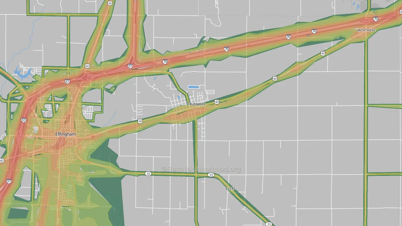 62467, IL Map of Noise Levels in 62467