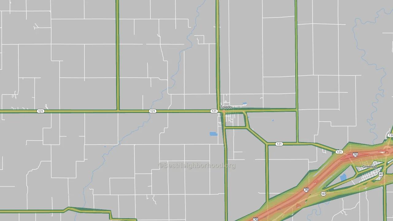 62468, IL Map of Noise Levels in 62468