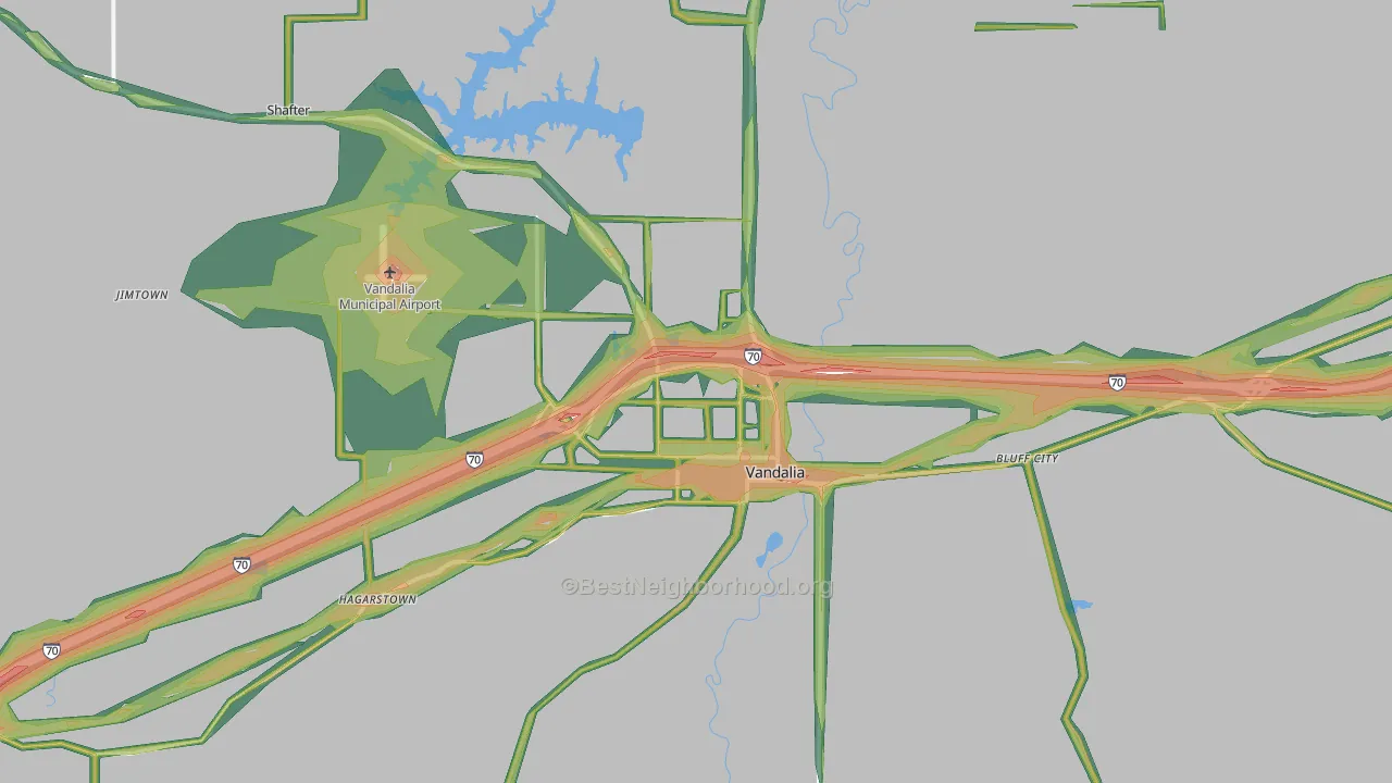 62471, IL Map of Noise Levels in 62471