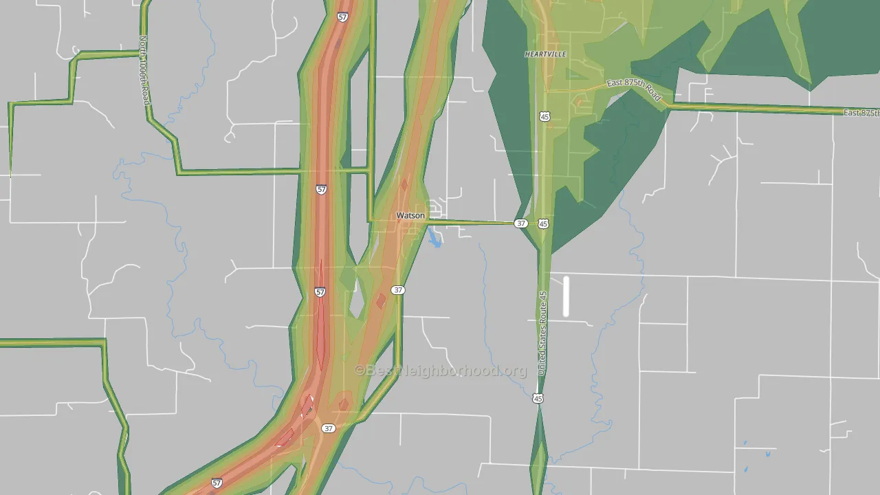62473, IL Map of Noise Levels in 62473