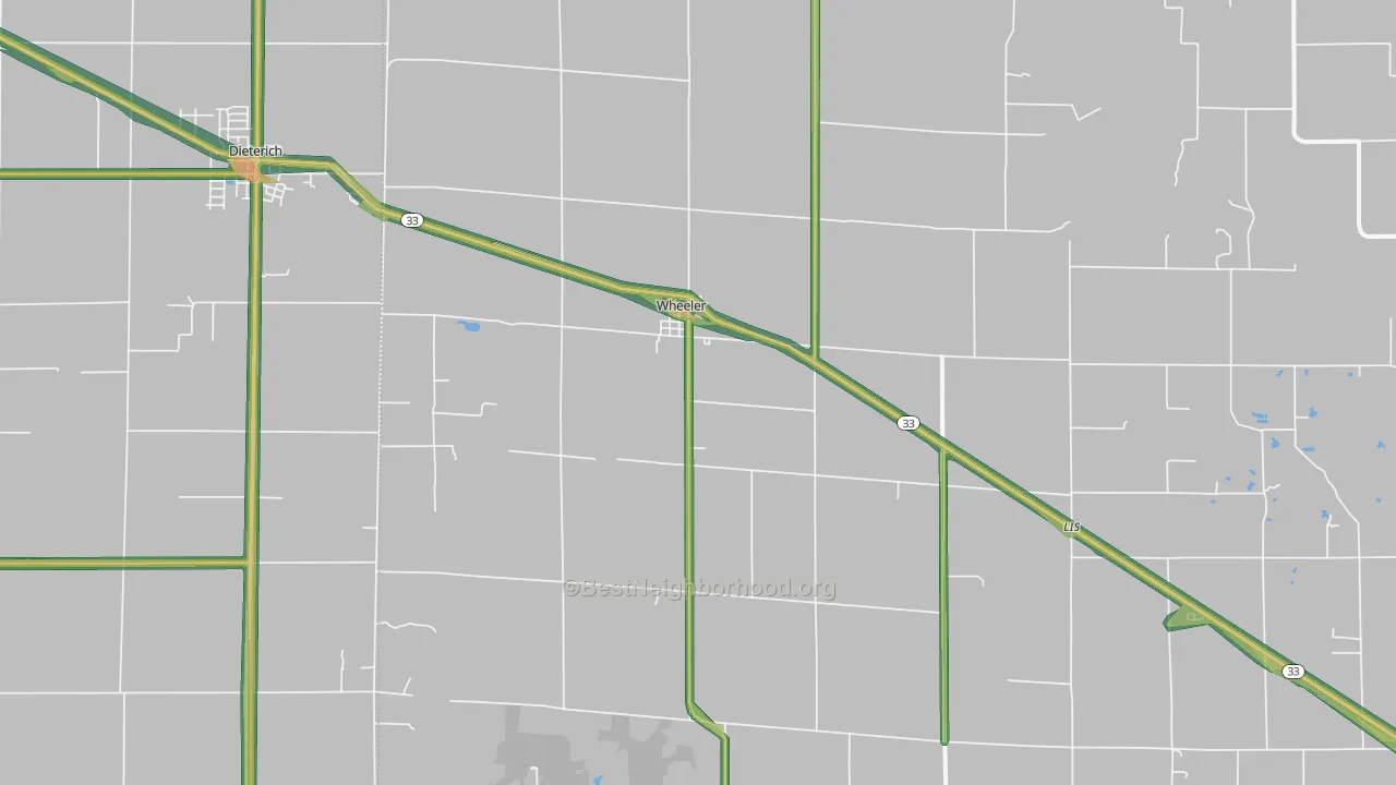 62479, IL Map of Noise Levels in 62479