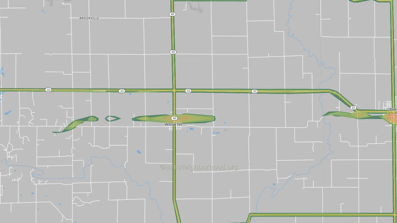 62480, IL Map of Noise Levels in 62480