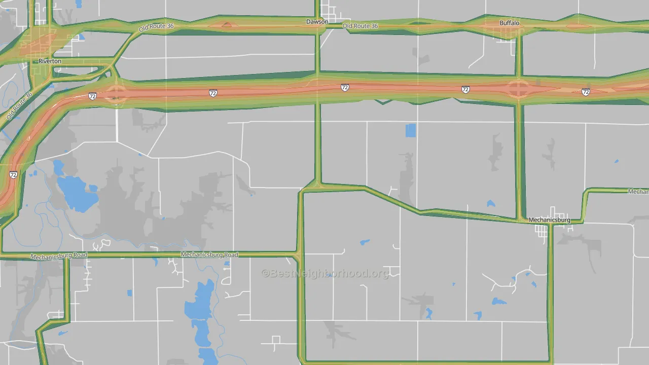 62520, IL Map of Noise Levels in 62520