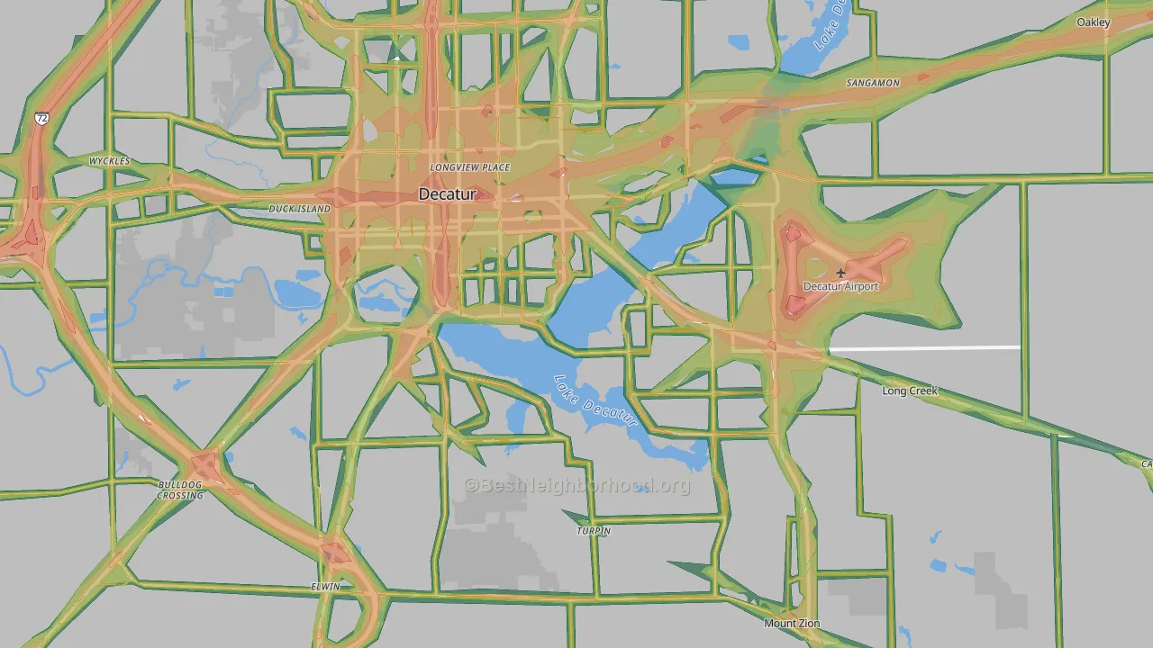 62521, IL Map of Noise Levels in 62521