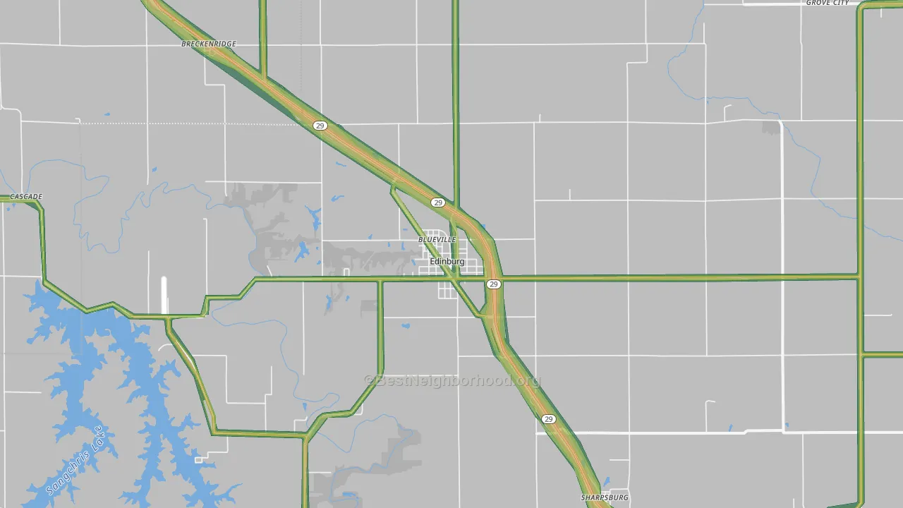 62531, IL Map of Noise Levels in 62531