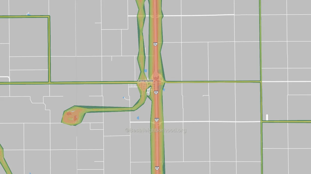 62533, IL Map of Noise Levels in 62533