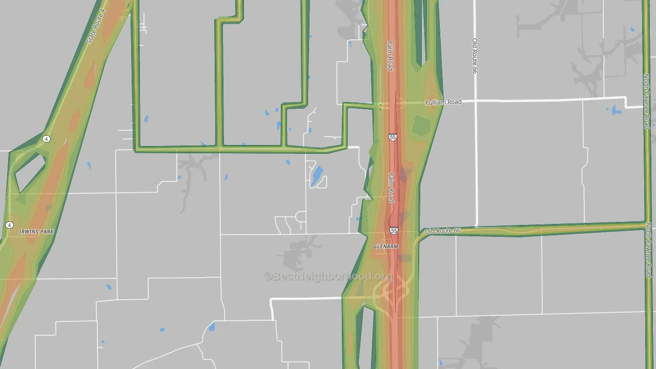 62536, IL Map of Noise Levels in 62536