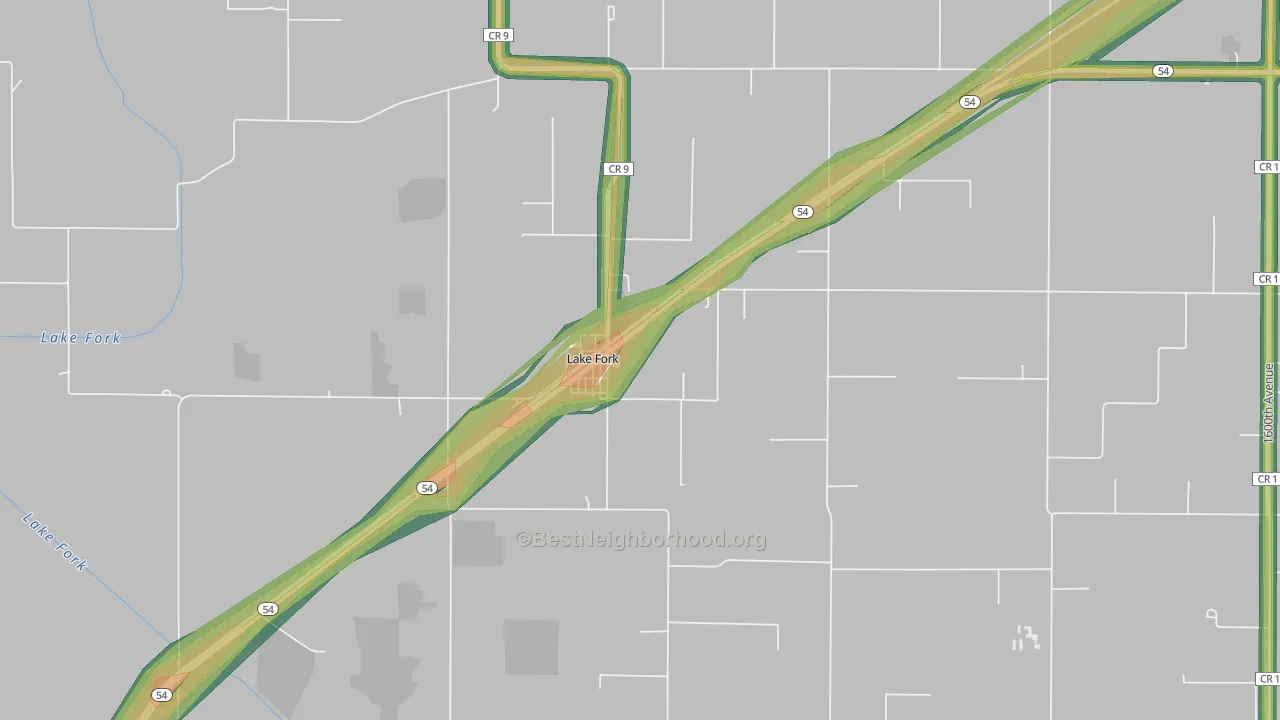 62541, IL Map of Noise Levels in 62541