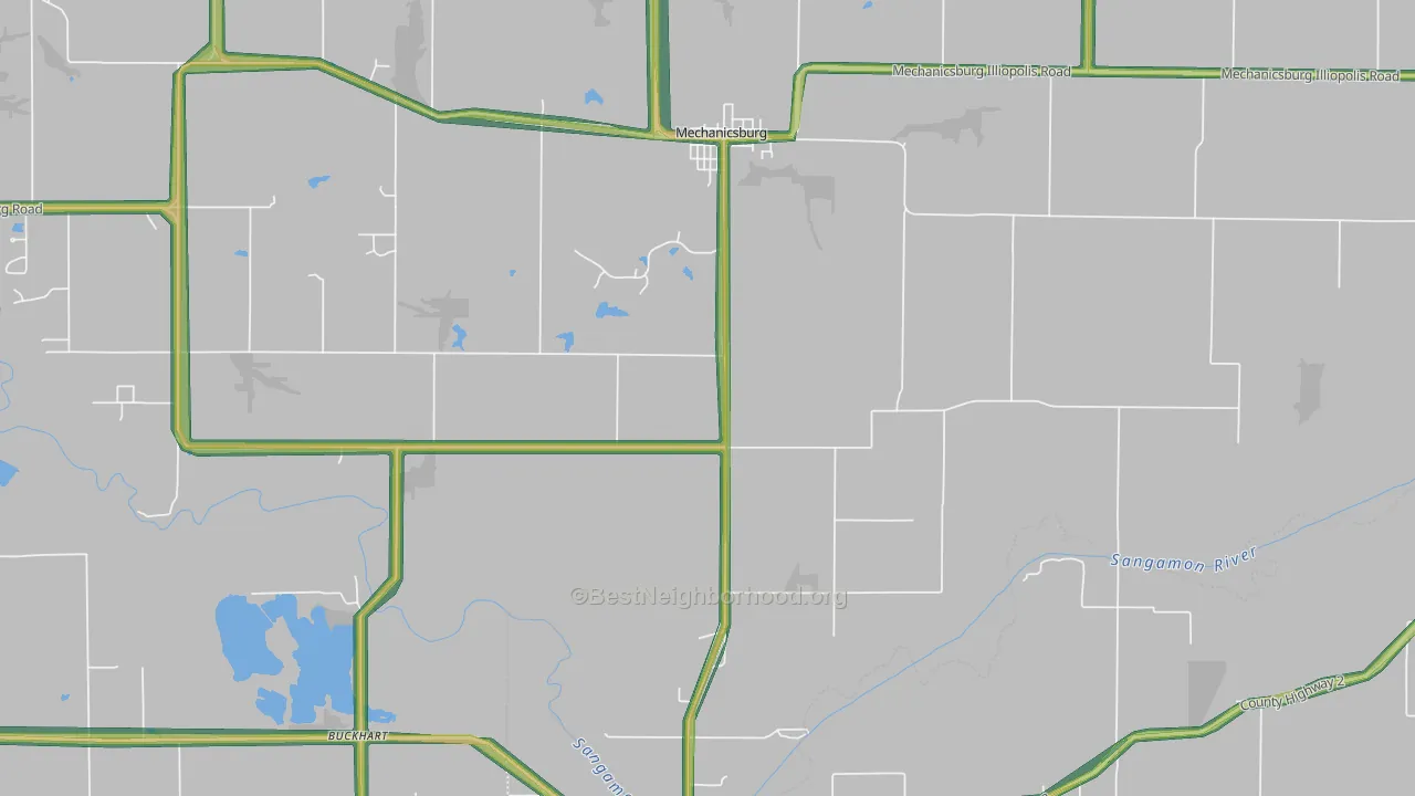 62545, IL Map of Noise Levels in 62545
