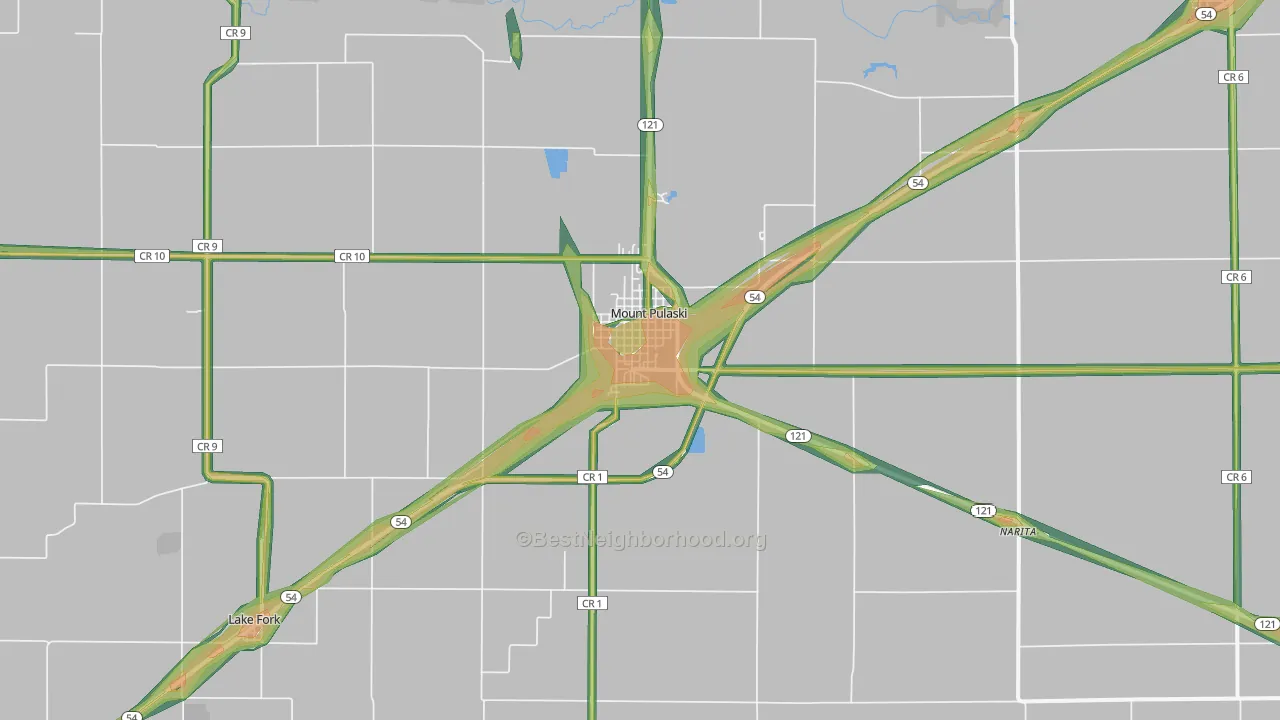 62548, IL Map of Noise Levels in 62548