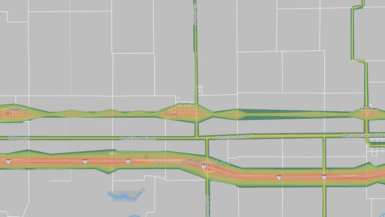 62551, IL Map of Noise Levels in 62551