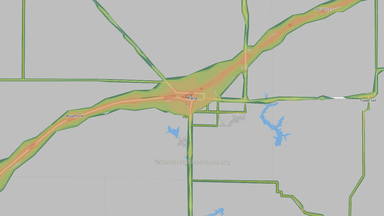 62557, IL Map of Noise Levels in 62557