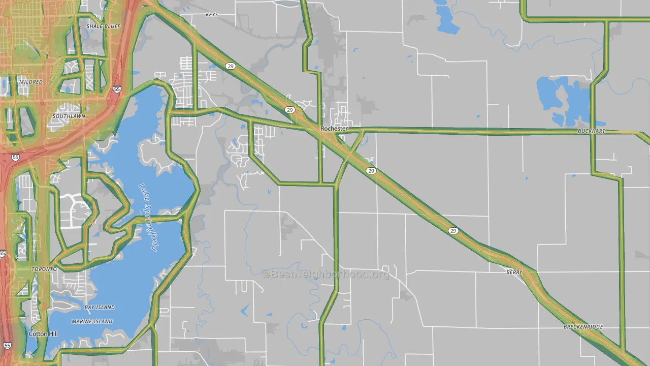 62563, IL Map of Noise Levels in 62563