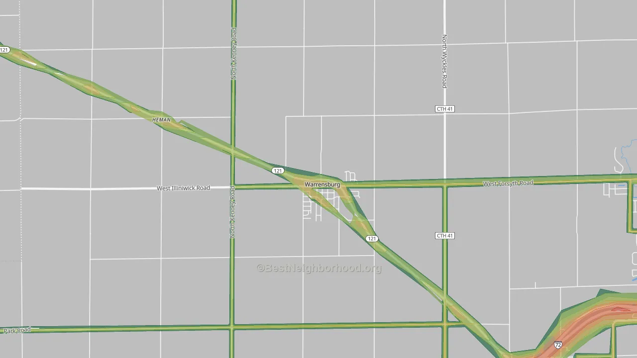 62573, IL Map of Noise Levels in 62573
