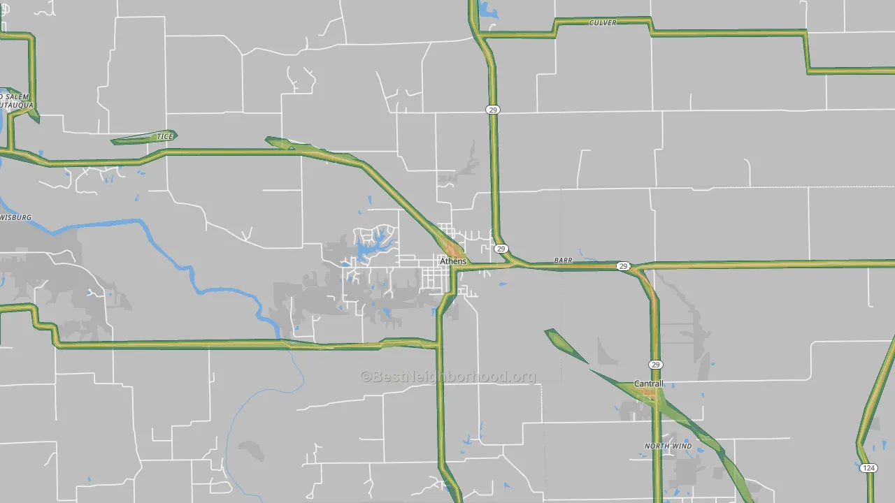 62613, IL Map of Noise Levels in 62613