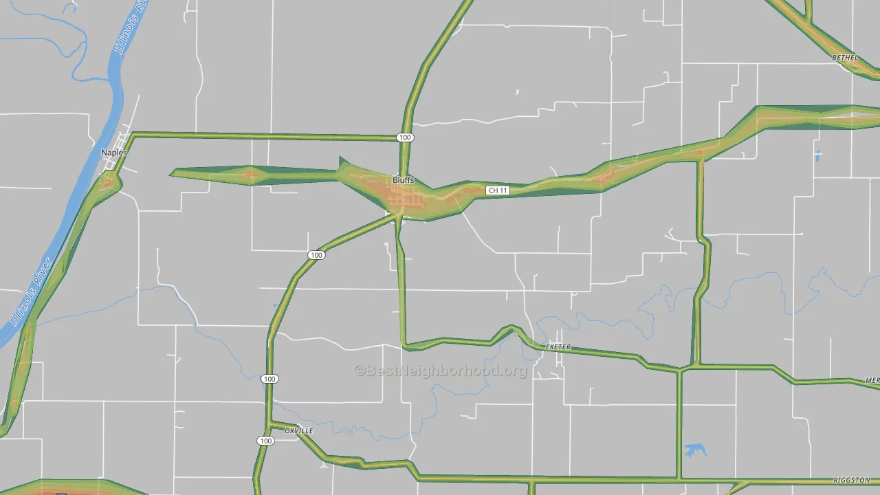 62621, IL Map of Noise Levels in 62621