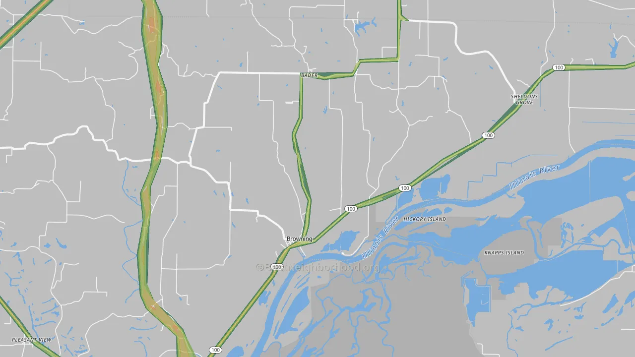 62624, IL Map of Noise Levels in 62624