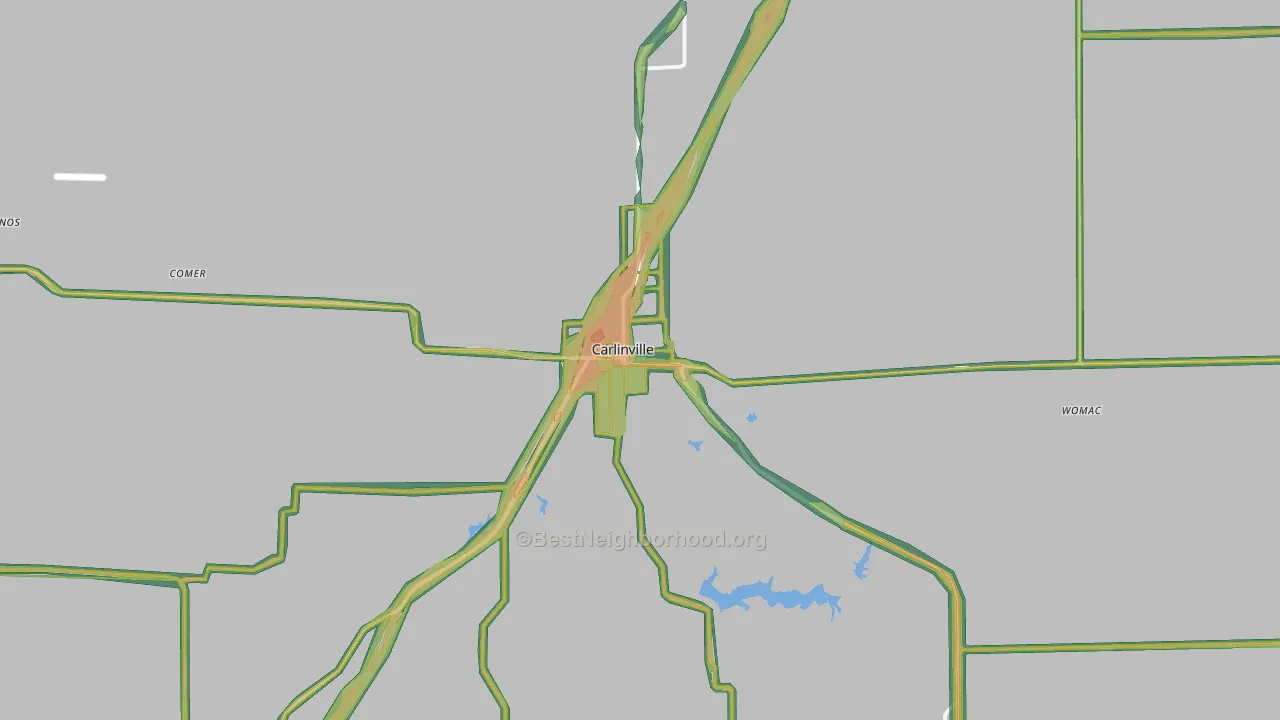 62626, IL Map of Noise Levels in 62626