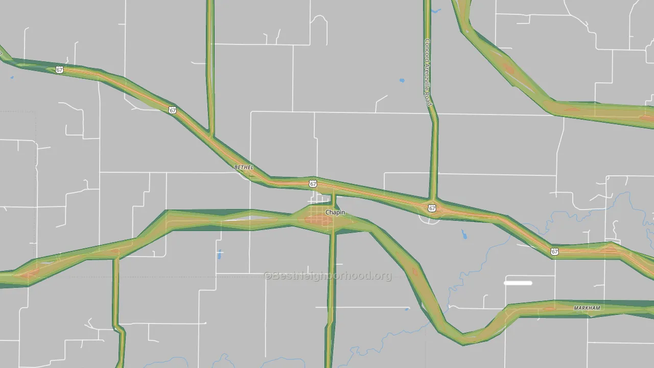 62628, IL Map of Noise Levels in 62628