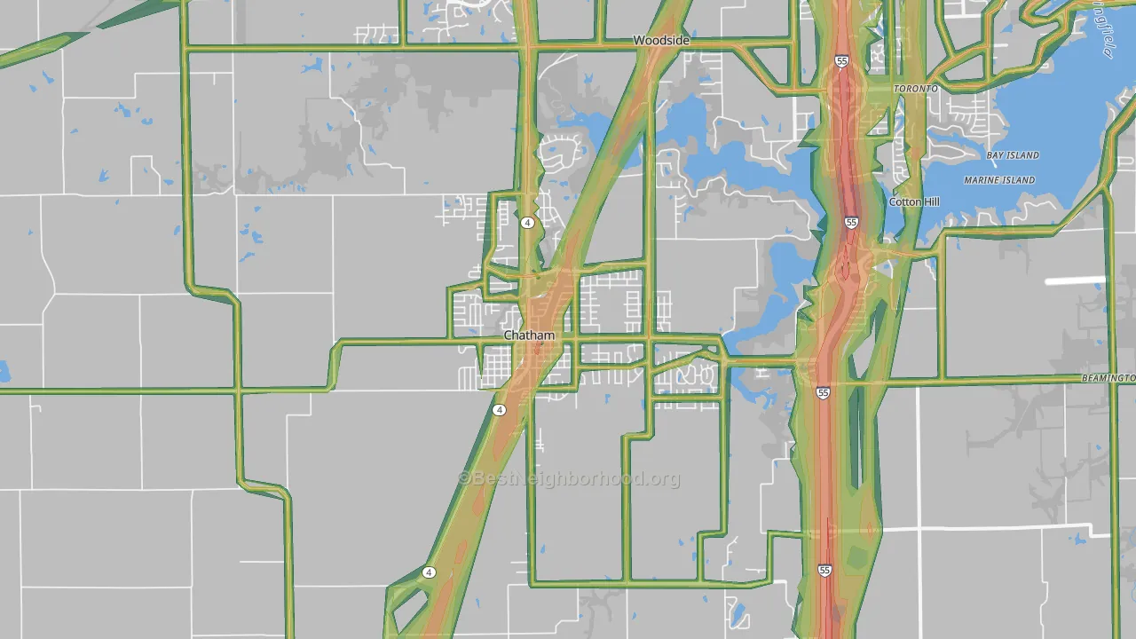 62629, IL Map of Noise Levels in 62629