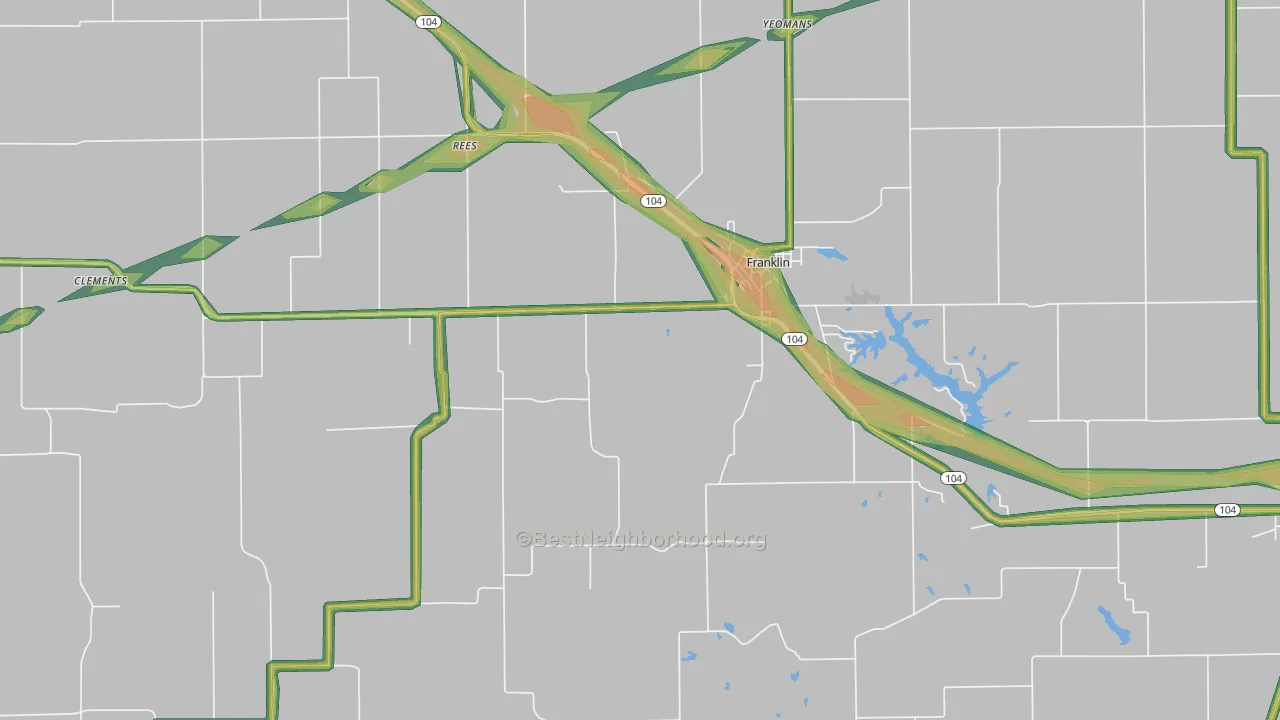 62638, IL Map of Noise Levels in 62638