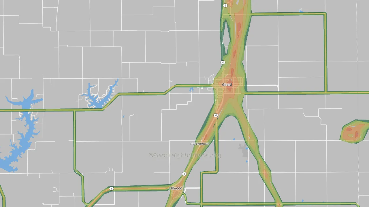 62640, IL Map of Noise Levels in 62640