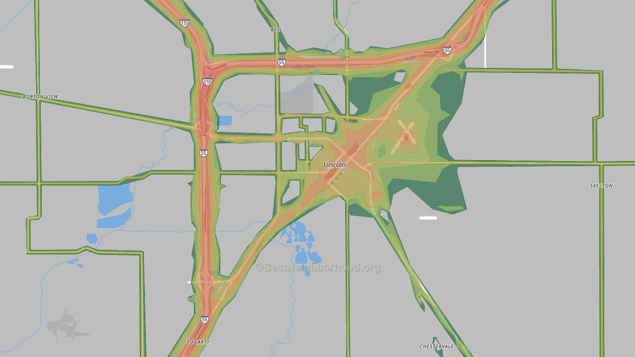 62656, IL Map of Noise Levels in 62656