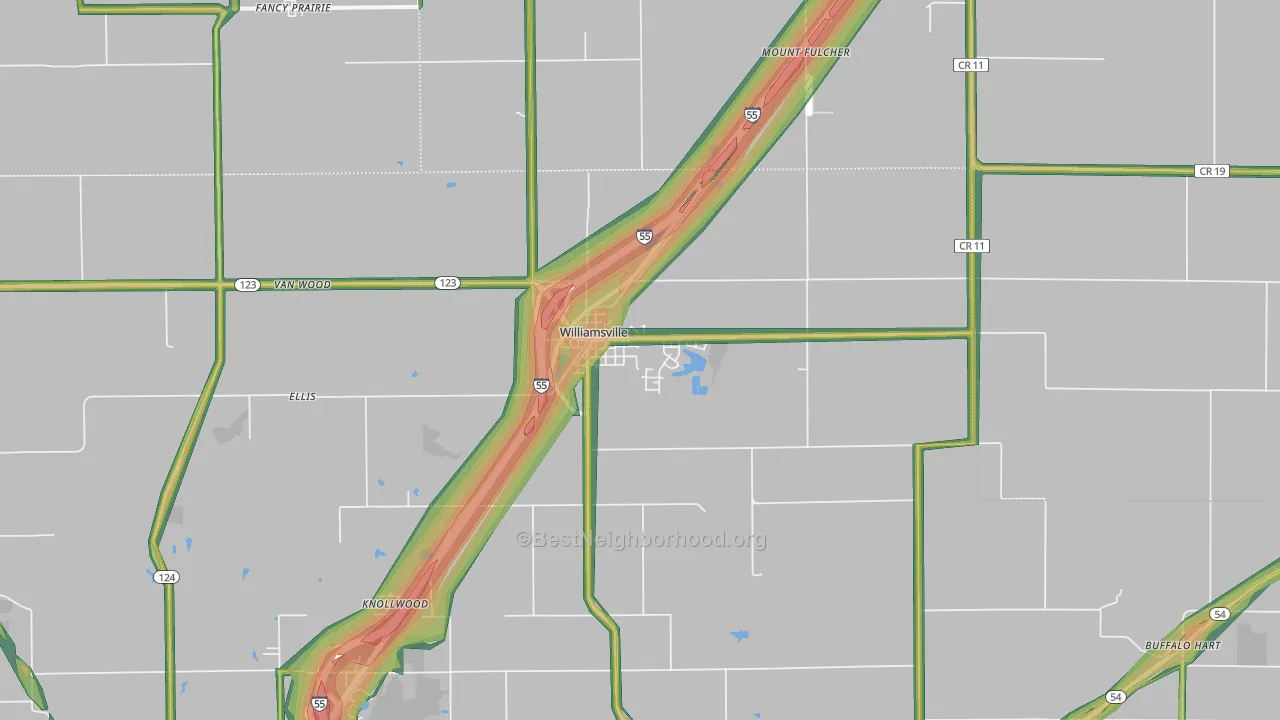 62693, IL Map of Noise Levels in 62693