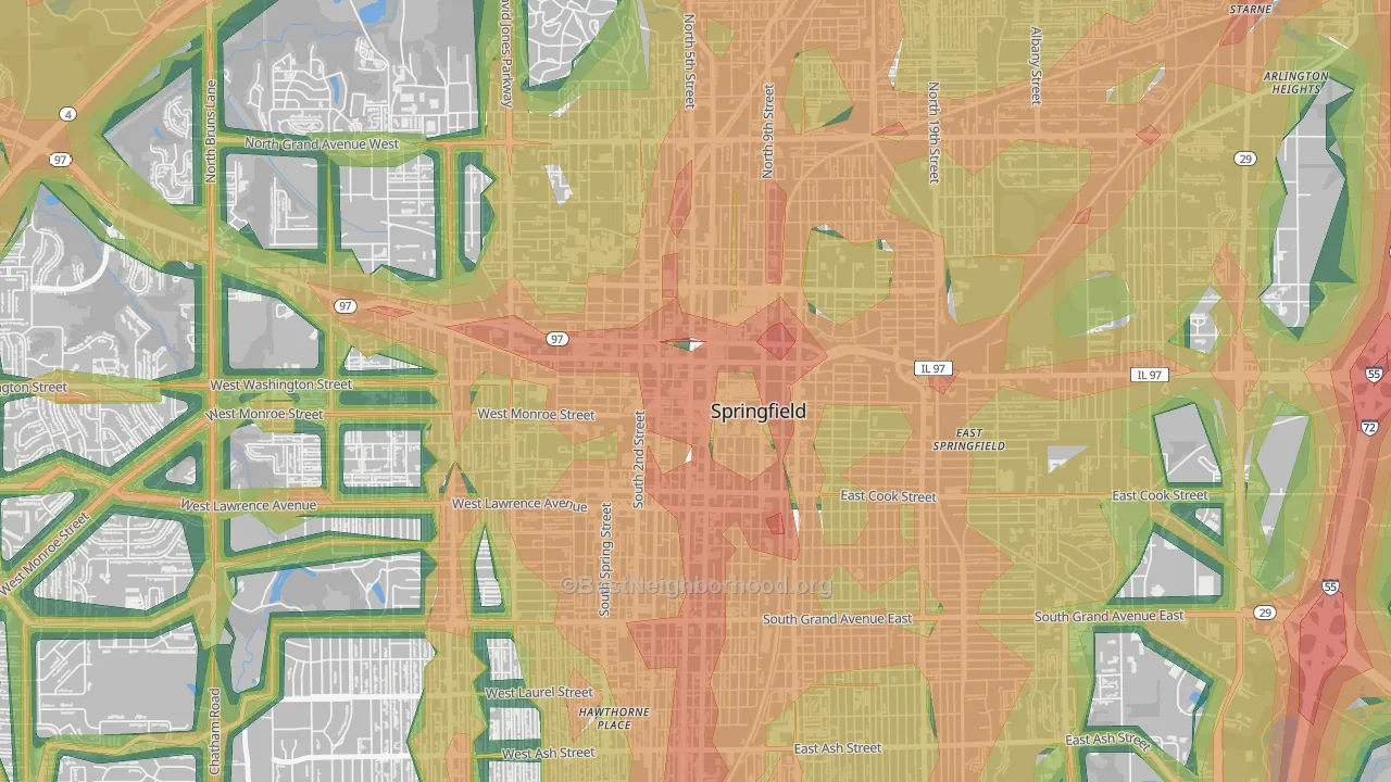 62701, IL Map of Noise Levels in 62701