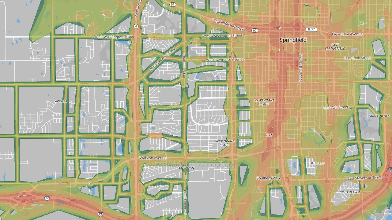 62704, IL Map of Noise Levels in 62704