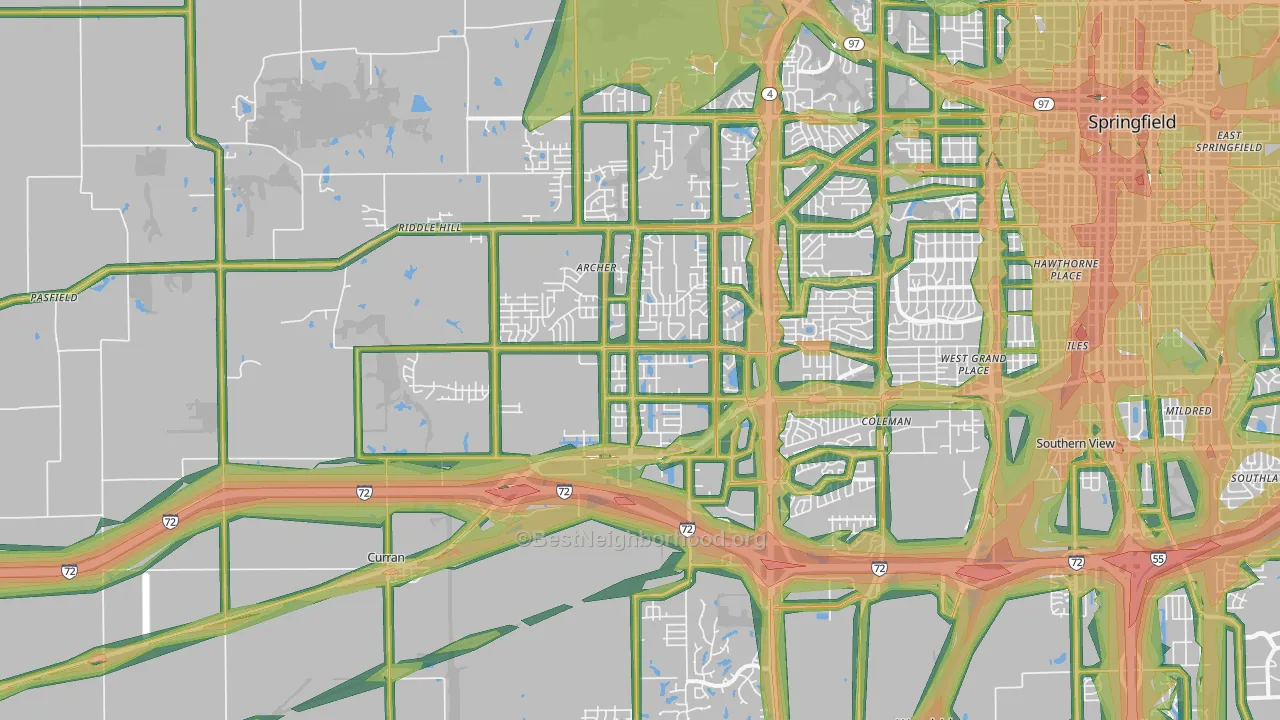 62711, IL Map of Noise Levels in 62711