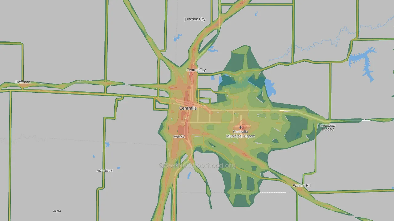 62801, IL Map of Noise Levels in 62801