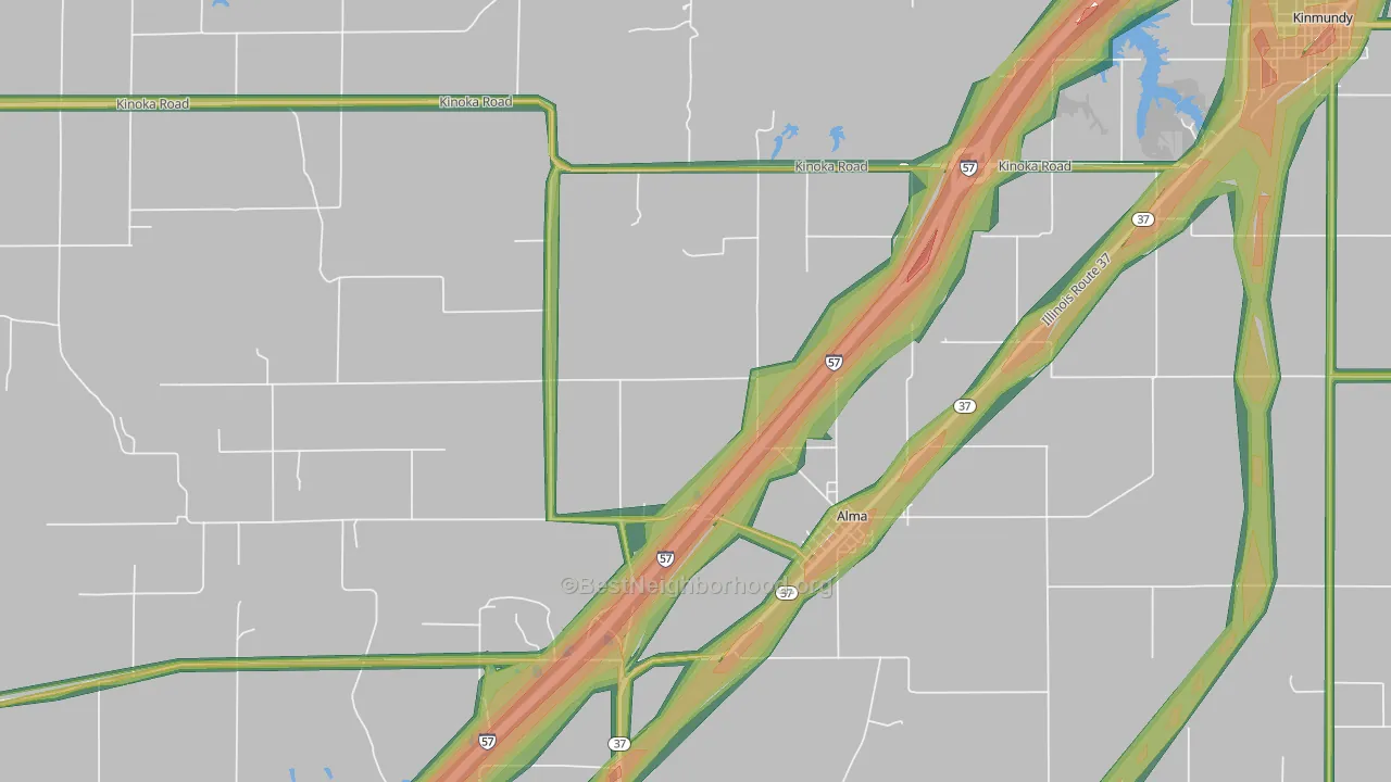 62807, IL Map of Noise Levels in 62807