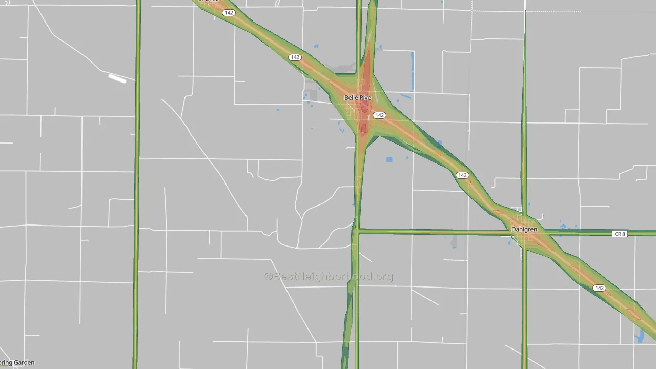 62810, IL Map of Noise Levels in 62810