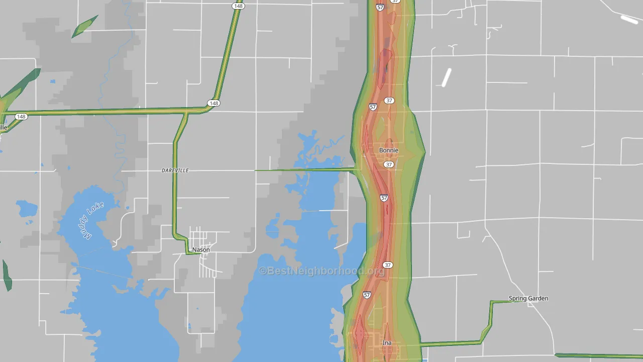 62816, IL Map of Noise Levels in 62816