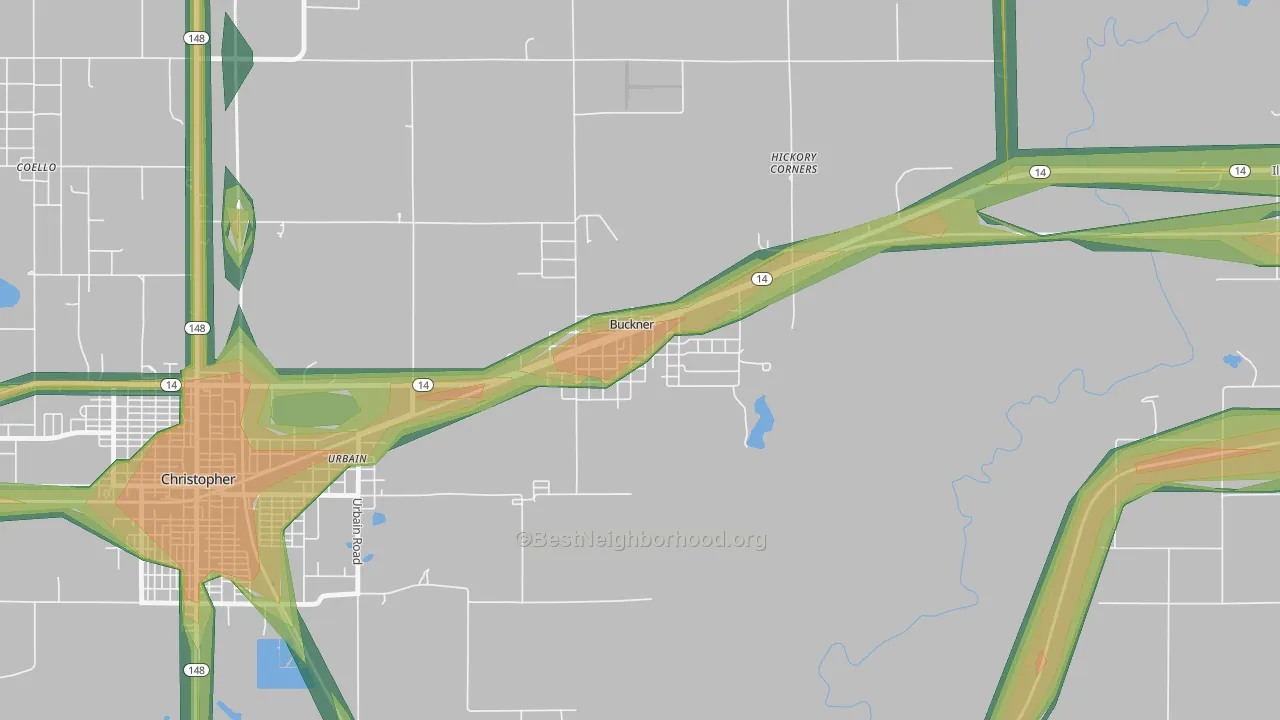 62819, IL Map of Noise Levels in 62819