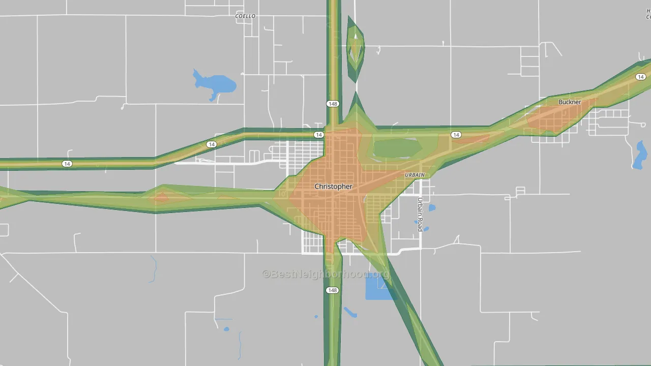 62822, IL Map of Noise Levels in 62822