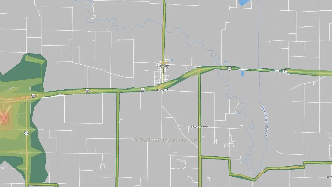 62824, IL Map of Noise Levels in 62824