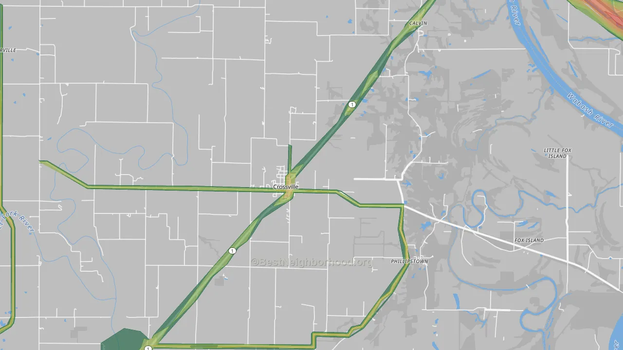 62827, IL Map of Noise Levels in 62827
