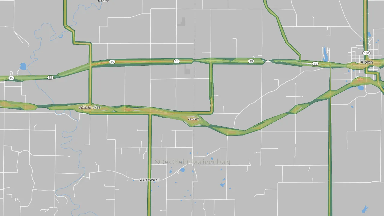 62833, IL Map of Noise Levels in 62833