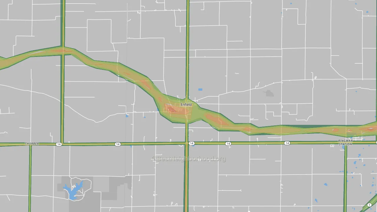 62835, IL Map of Noise Levels in 62835