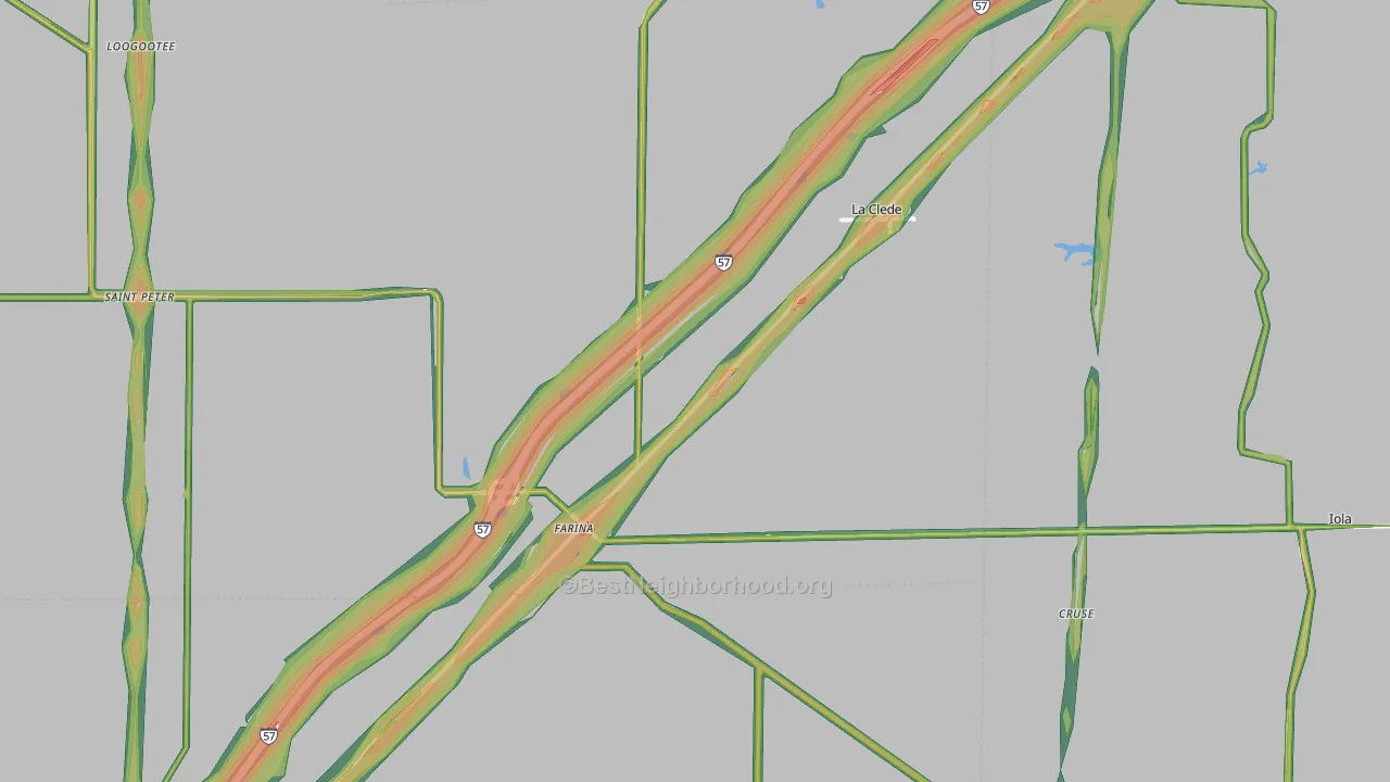 62838, IL Map of Noise Levels in 62838
