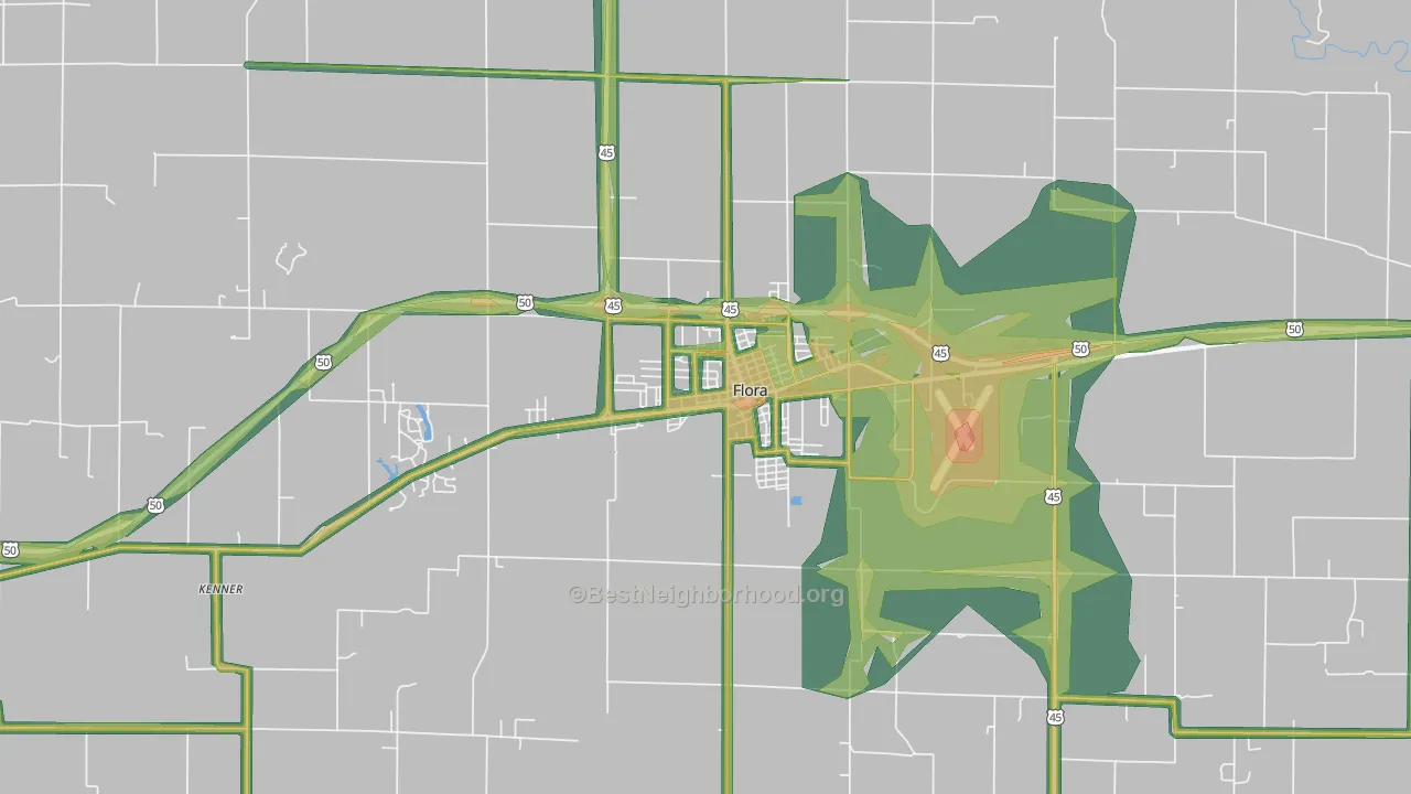 62839, IL Map of Noise Levels in 62839