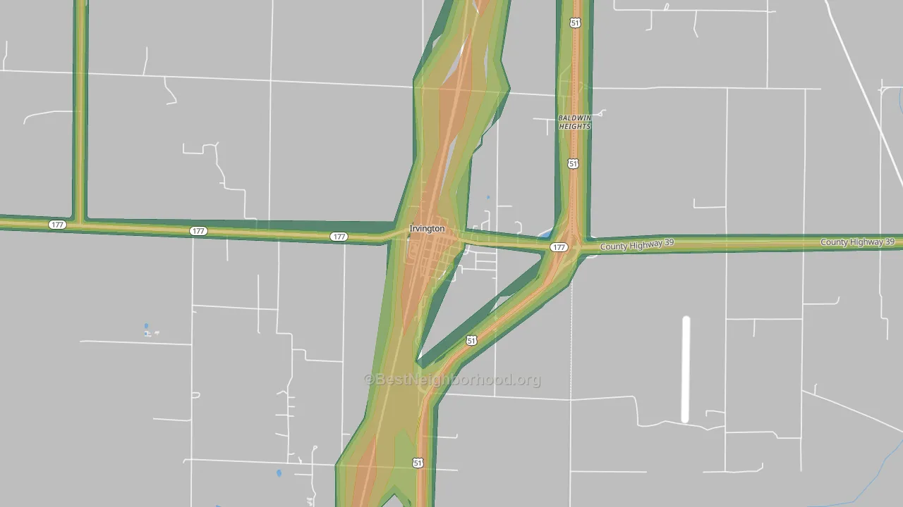62848, IL Map of Noise Levels in 62848