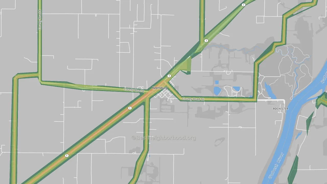 62852, IL Map of Noise Levels in 62852
