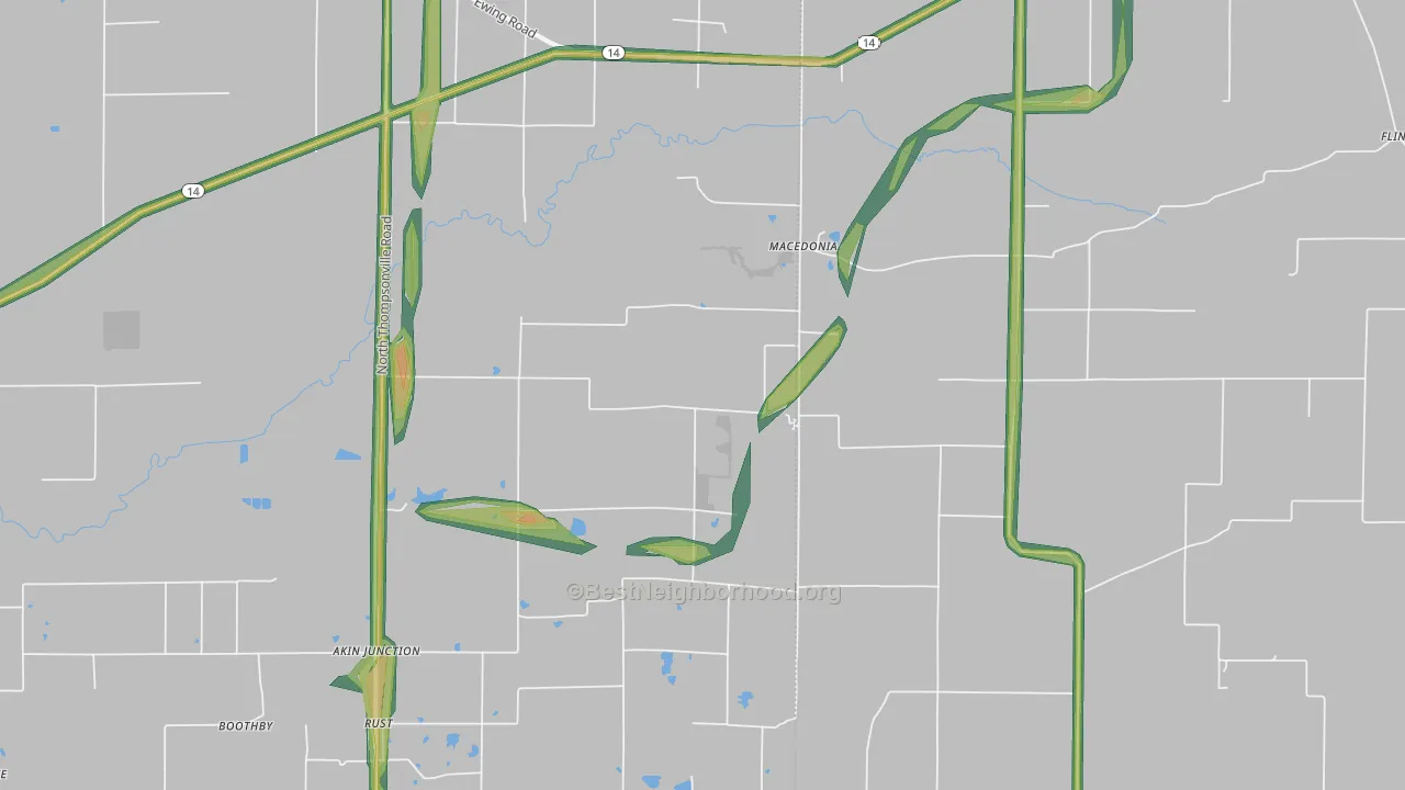 62860, IL Map of Noise Levels in 62860