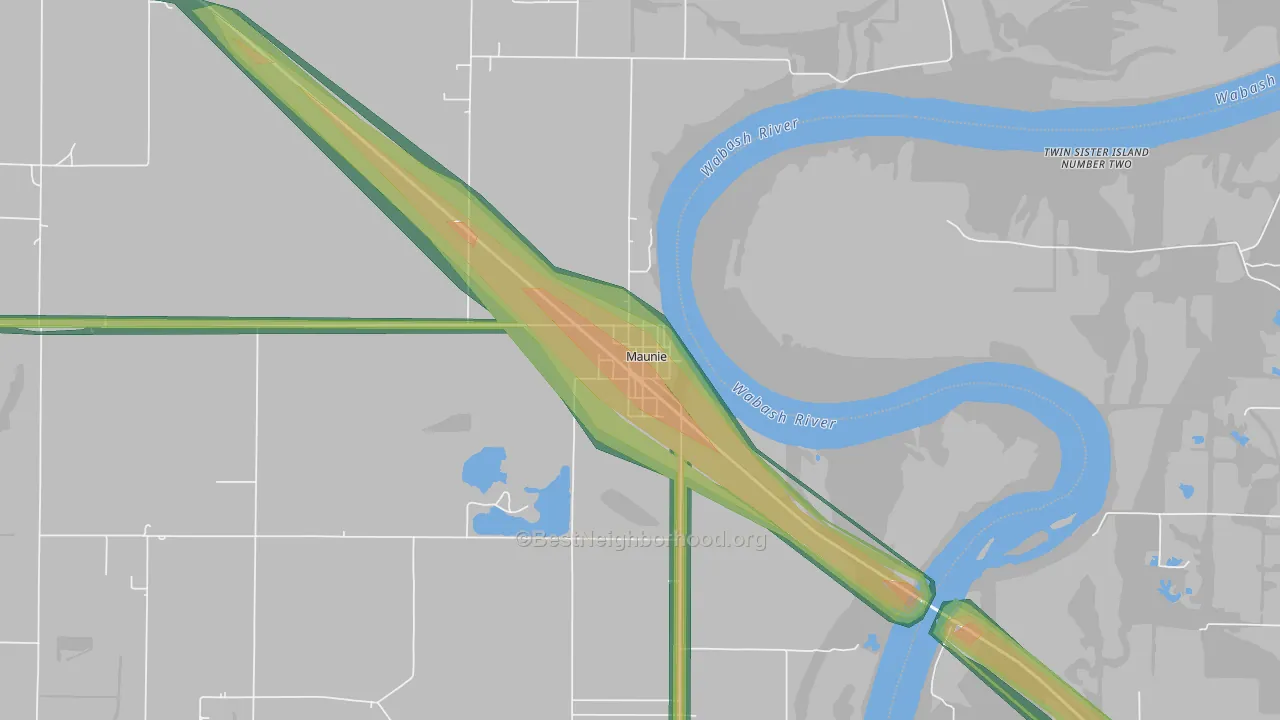 62861, IL Map of Noise Levels in 62861