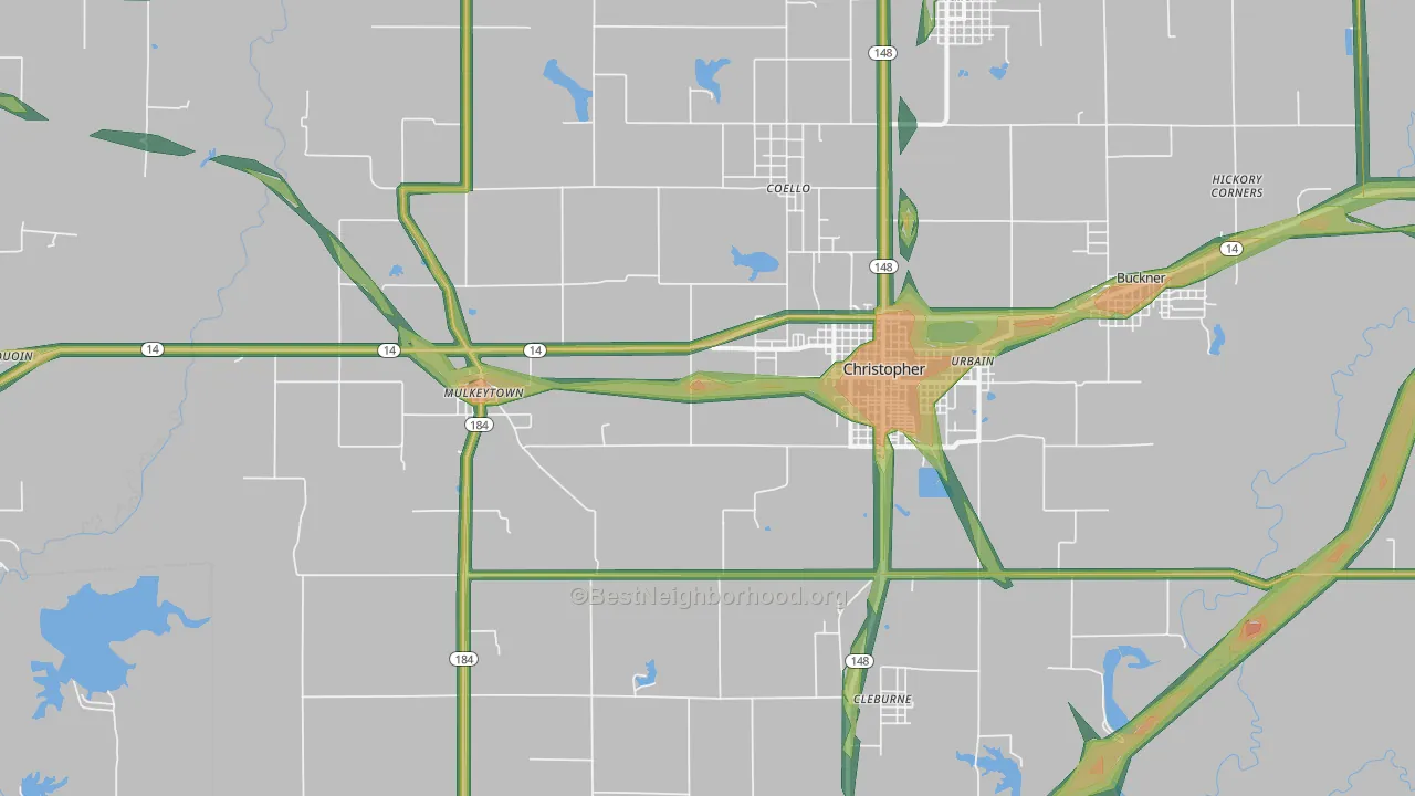 62865, IL Map of Noise Levels in 62865